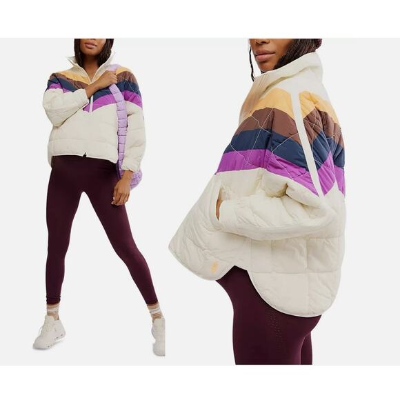 FP Movement Hatch Pippa Maternity Jacket WMNs XS Ivory Stripe Full Zip OB2025522 - Picture 2 of 16